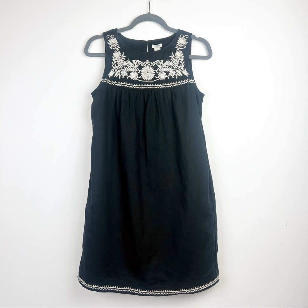 J. Crew Embroidered Linen-Blend Shift Dress Women’s Size XS Boho Sleeveless